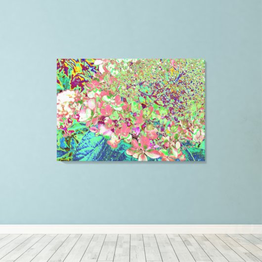 Elegante Korallen und Chartreuse Limelight Hydrang Leinwanddruck (Insitu (Holzboden))