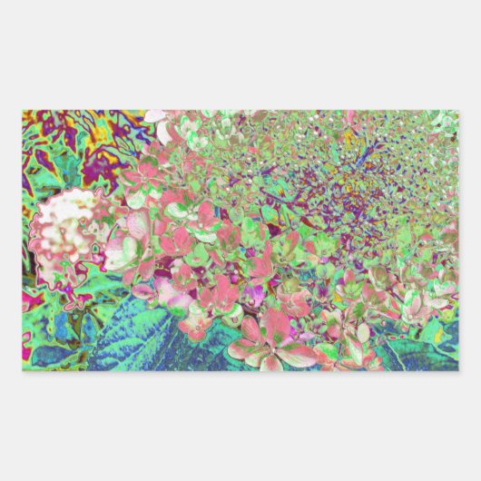 Elegante Korallen und Chartreuse Limelight Hydrang Rechteckiger Aufkleber (Vorderseite)