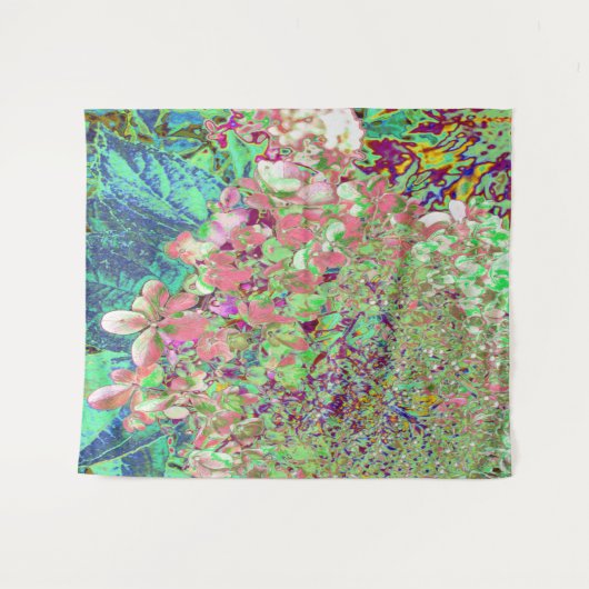 Elegante Korallen und Chartreuse Limelight Hydrang Wandteppich (Vorderseite (Horizontal))