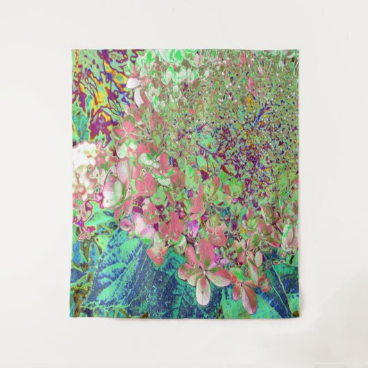 Elegante Korallen und Chartreuse Limelight Hydrang Wandteppich (Vorderseite)