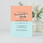 Elegante Korallen- und Minzgrün-Farbteilung Einladung (Stehend Vorderseite)