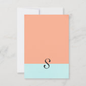 Elegante Korallen- und Minzgrün-Farbteilung Einladung (Rückseite)