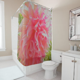 Elegante Korallen und rosa Dekorative Dahlia Duschvorhang
