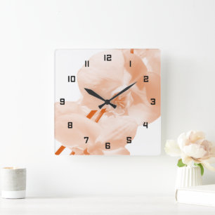 Elegante Korallenblume Quadratische Wanduhr