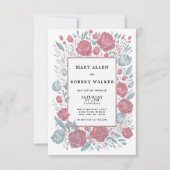 Elegante Korallenhochzeit Einladung (Vorderseite)