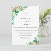 Elegante Koralleninsel Botanische Hochzeit Einladung (Stehend Vorderseite)