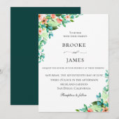 Elegante Koralleninsel Botanische Hochzeit Einladung (Vorne/Hinten)