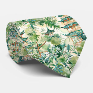 Elegante Korallenpagode Sage Botanical Krawatte