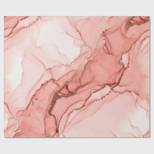 Elegante Korallenrosa Rosenmetallmarmor Geschenkpapier