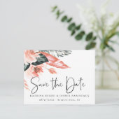 Elegante Korallentropen Save the Date Ankündigungspostkarte (Stehend Vorderseite)