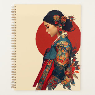 Elegante koreanische Frau in Hanbok-Porträtkunst-L Planer