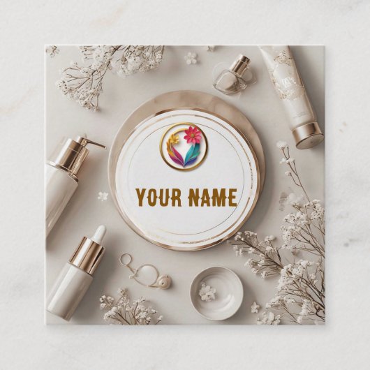 Elegante kosmetische Anordnung Quadratische Visitenkarte (Vorderseite)