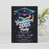 Elegante kosmische Abendessen Abschluss Galaxy Sta Einladung (Stehend Vorderseite)