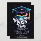 Elegante kosmische Abendessen Abschluss Galaxy Sta Einladung (Vorne/Hinten)