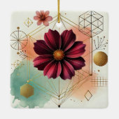 Elegante Kosmos-Blume mit geometrischer Kunst und  Keramikornament (Rückseite)