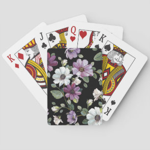Elegante Kosmos-Blume: Wasserfarbe Nahtlos. Spielkarten