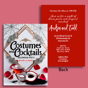 Elegante Kostüme und Cocktails Halloween-Party Einladung