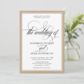 Elegante Kraft Texture Classic Hochzeit Einladung (Stehend Vorderseite)