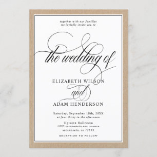 Elegante Kraft Texture Classic Hochzeit Einladung