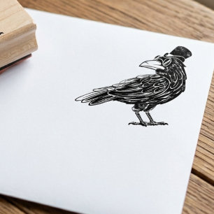 Elegante Krähe Rabe Zylinder Gummistempel