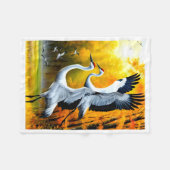 Elegante Kraniche im Herbstwald Fleece-Decke Fleecedecke (Vorderseite (Horizontal))
