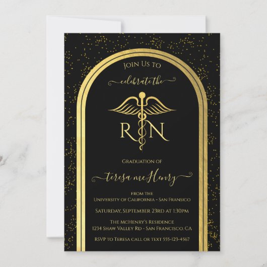 Elegante Krankenschwester Medical Graduation Party Einladung (Vorderseite)