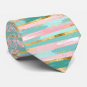 Elegante Krawatte in Rosa und Türkis (Gerollt)