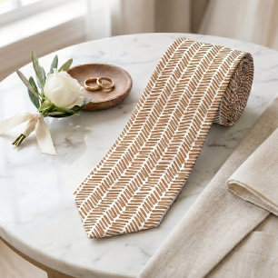 Elegante Krawatte mit beiger brauner Chevron-Kunst