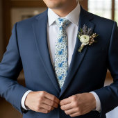 Elegante Krawatte mit blauer und salbeigrüner flor