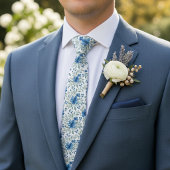 Elegante Krawatte mit blauer und salbeigrüner flor