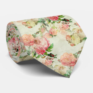 Elegante Krawatte mit pfirsichrosa antiken Rosen