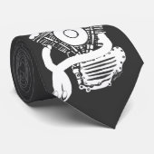 Elegante Krawatte mit weißem Harley Panhead Motor (Gerollt)
