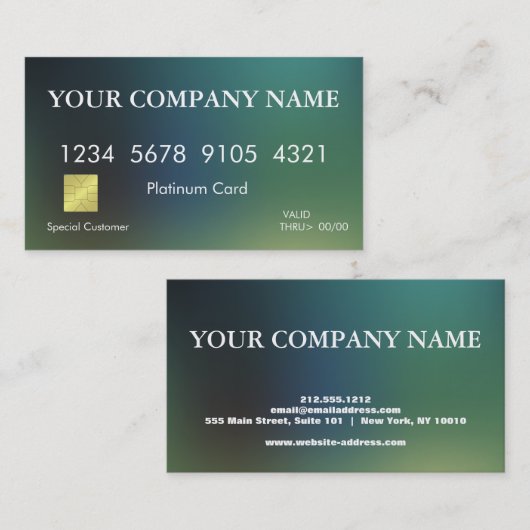 Elegante Kreditkarte Visitenkarte (Vorne/Hinten)