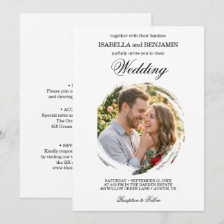 Elegante Kreisfoto-Hochzeitskarten Einladung