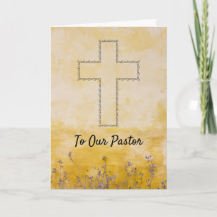 Elegante Kreuz- und Gold-Pastor-Dankeskarte Karte