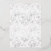 Elegante Kreuzkalligrafie Blumensilbertaufen Folieneinladung (Rückseite)