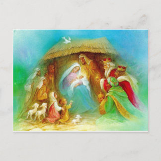 Elegante Krippe, Mary Jesus Joseph Postkarte
