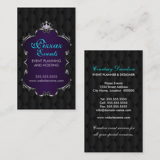 Elegante Krone mit Filigran geschmückt und Visitenkarte (Vorne/Hinten)