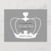 Elegante Krone Save the Date Postkarte - Grau (Vorderseite)