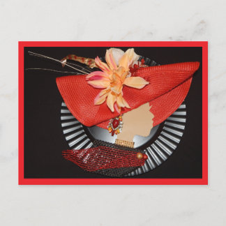 ELEGANTE KRONEN -ROT / SCHWARZ POSTKARTE