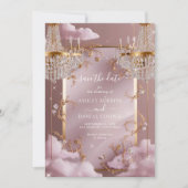 Elegante Kronier Pink Clouds Save the Date Einladung (Vorderseite)