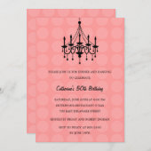 Elegante Kronleuchter-Party Einladung - Rosa (Vorne/Hinten)