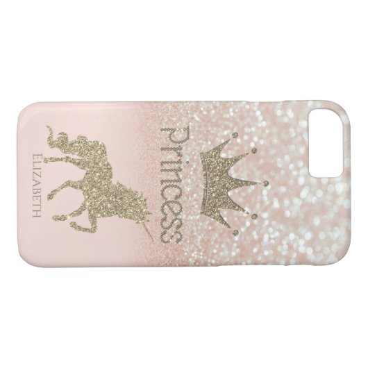 Elegante Kronprinzessin, Glitzer Bokeh, Goldene Ei Case-Mate iPhone Hülle (Rückseite (Horizontal))