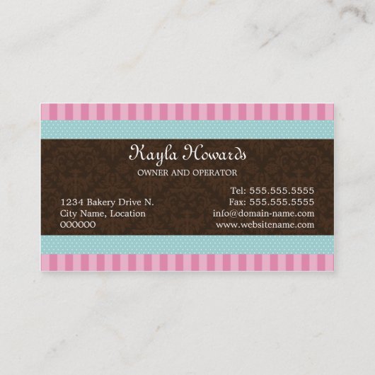 Elegante Kuchen-Bäckerei Visitenkarte (Rückseite)