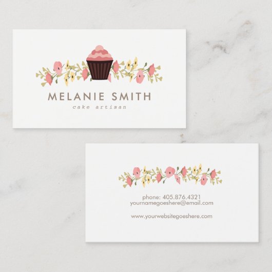 Elegante Kuchen-Bäckerei-Visitenkarte Visitenkarte (Vorne/Hinten)