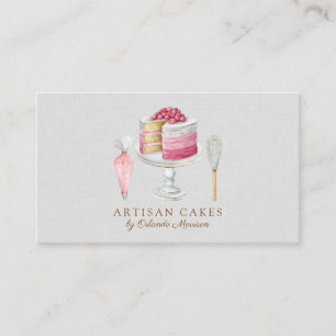 Elegante Kuchenbäckerei Wasserfarben-Kuchen Visitenkarte