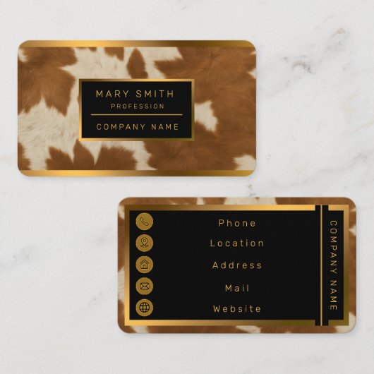 Elegante Kuh Imitate Leather Trendy Collection Visitenkarte (Vorne/Hinten)