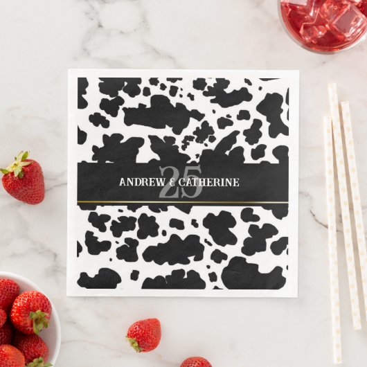 Elegante Kuh Spots Print Bauer Hochzeit Jahrestag Serviette (Beispiel)