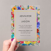 Elegante, kühne Rose und Peonies Wedding Acryleinladungen (Insitu (Handheld))