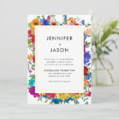 Elegante, kühne Rose und Peonies Wedding Einladung (Stehend Vorderseite)